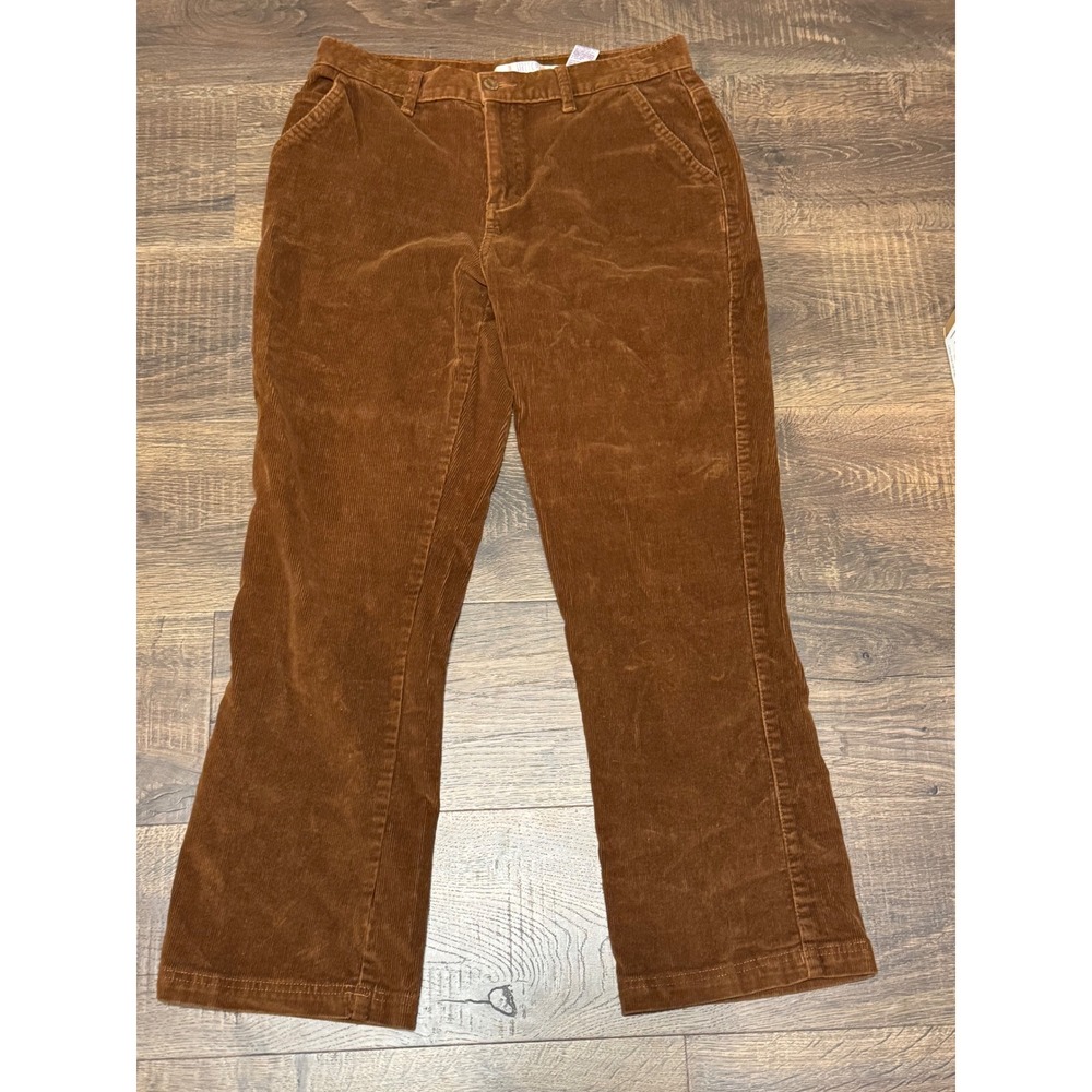 Bill Blass Petite Stretch‎ Corduroy Pants 8P Brown Bootcut Womenswear